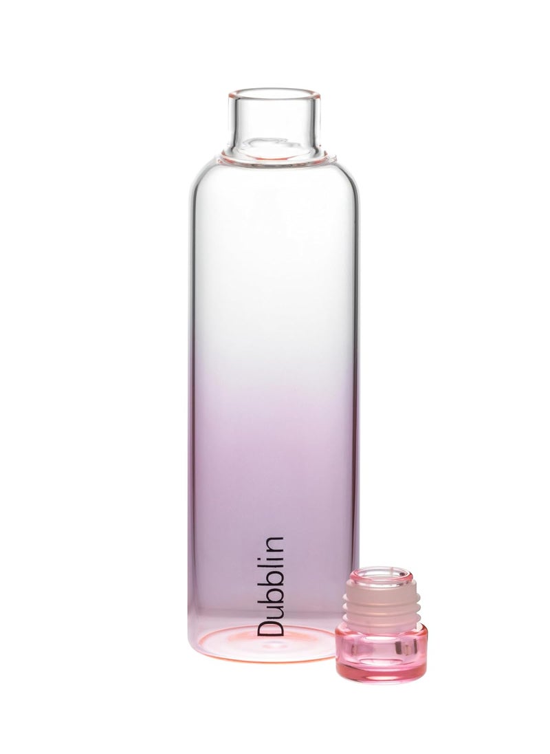 DUBBLIN Pure Borosilicate Glass Water Bottle - 500 ml | Pink Color | BPA-Free, Eco-Friendly, Leak-Proof, and Durable
