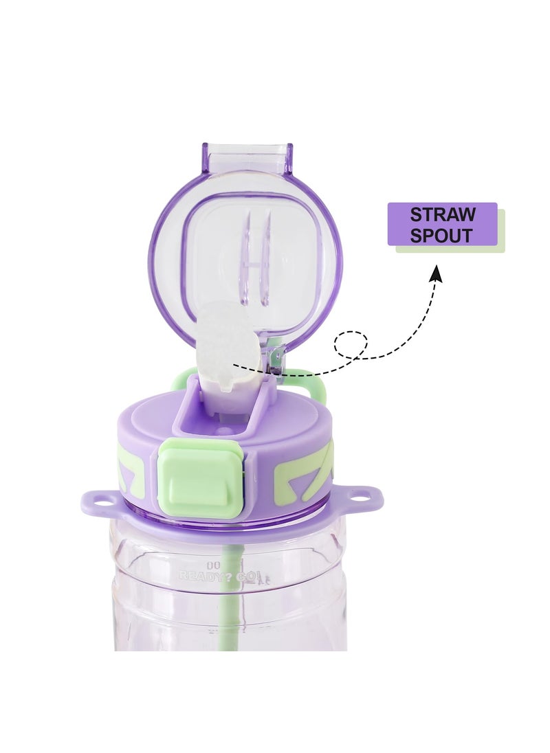Kuber Industries Kids Water Bottle With Straw |Sipper Water Bottle For Kids Boys Girls| Water Bottle with Locking Flip Lid | | 800 ml |Purple | SYZ-7740A