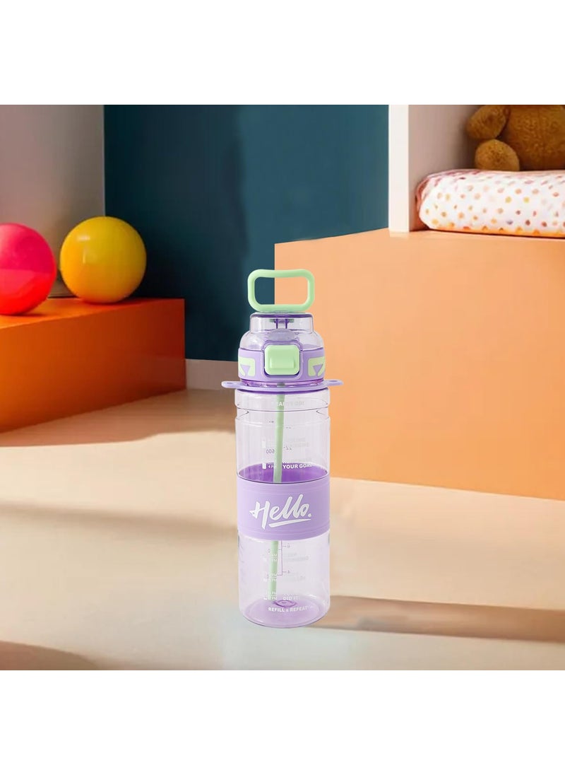 Kuber Industries Kids Water Bottle With Straw |Sipper Water Bottle For Kids Boys Girls| Water Bottle with Locking Flip Lid | | 800 ml |Purple | SYZ-7740A