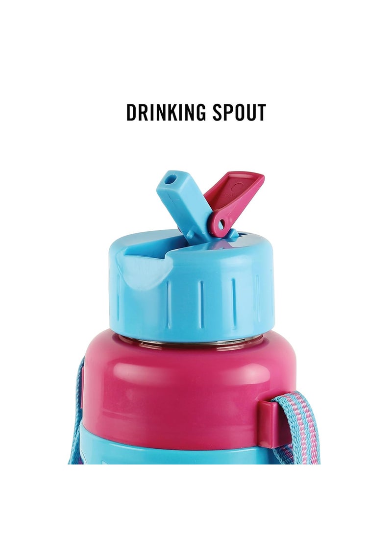 CELLO Puro Steel X Debby 600 Plastic Water Bottle for Kids | Easy Carry Wrist Belt | Leak Proof & Refrigerator Safe| Keeps Content Cold for Long Hours | 620ml, Light Blue
