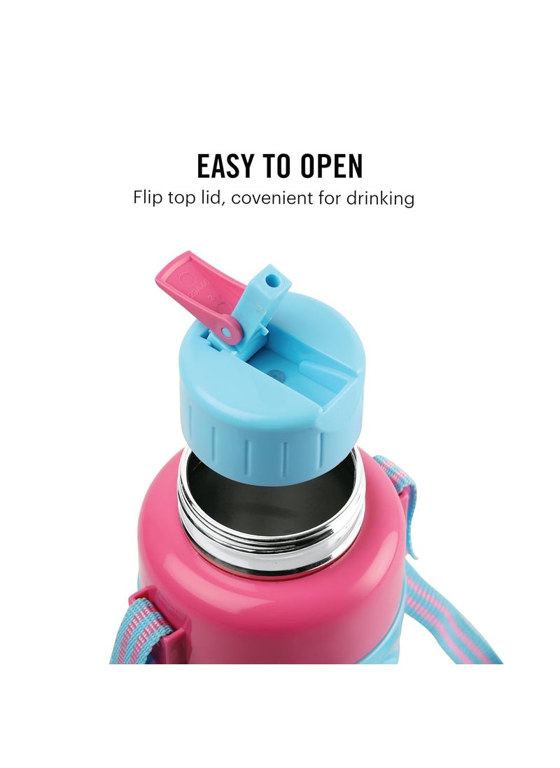 CELLO Puro Steel X Debby 600 Plastic Water Bottle for Kids | Easy Carry Wrist Belt | Leak Proof & Refrigerator Safe| Keeps Content Cold for Long Hours | 620ml, Light Blue