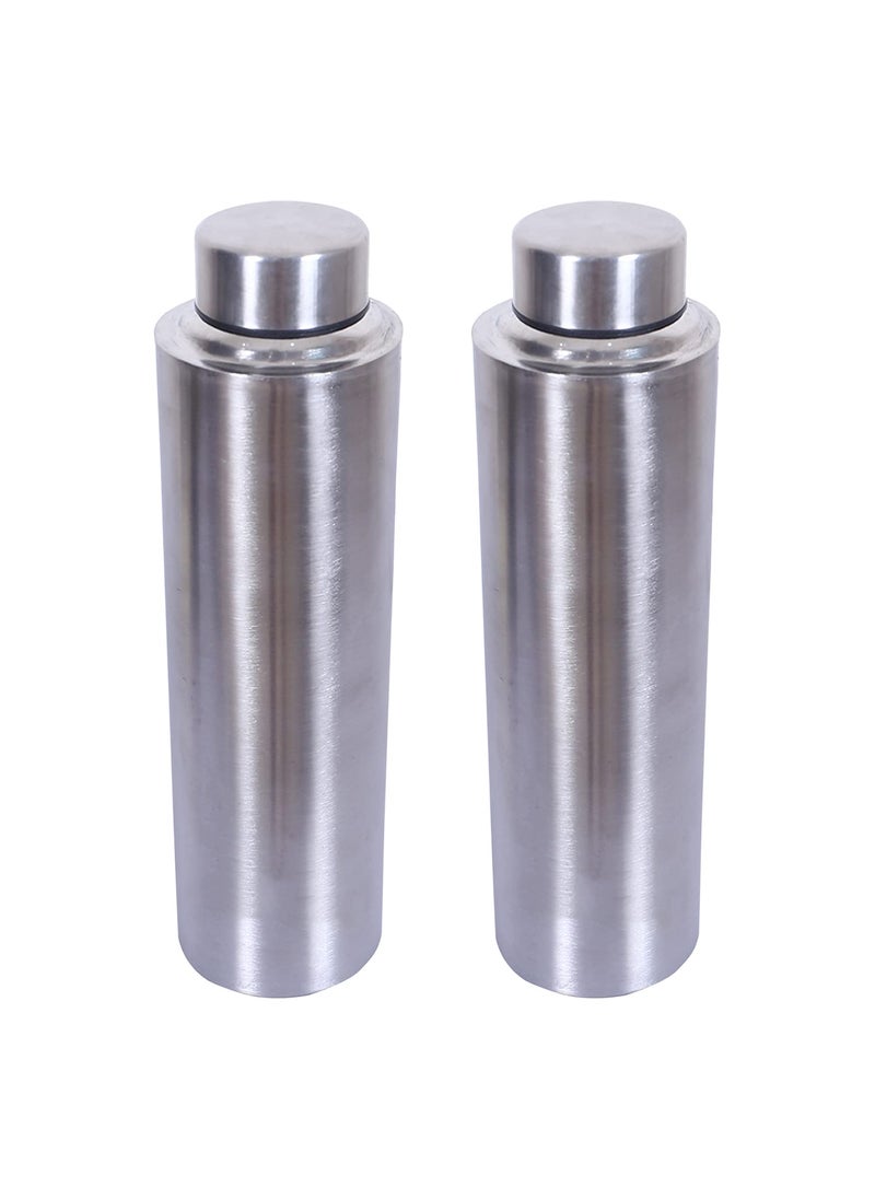 Kuber Industries Water Bottle | Stainless Steel Water Bottle | Water Bottle for Fridge | Water Bottle for Refrigerator | Water Bottle for Travel |Picnic | Pack of 2 | Silver