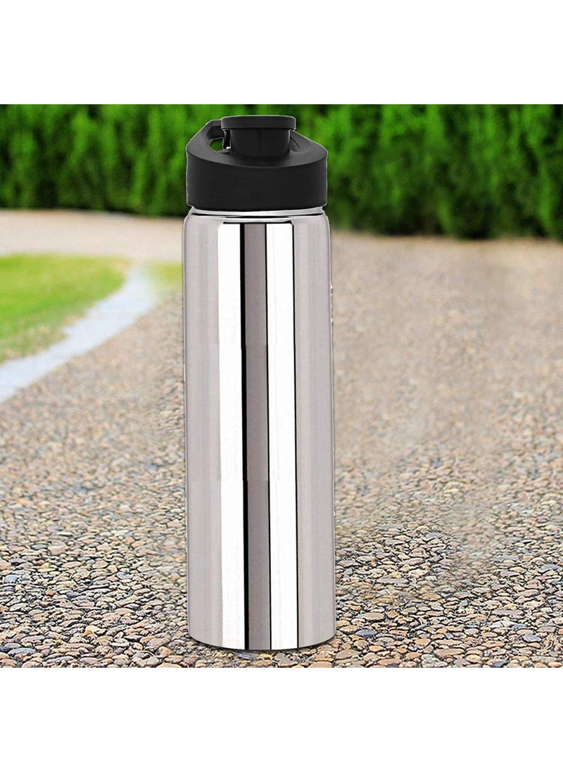 Heart Home Stainless Steel Fridge Water Bottle with Flip Cap 1 Ltr (Silver) - CTHH13163,standard