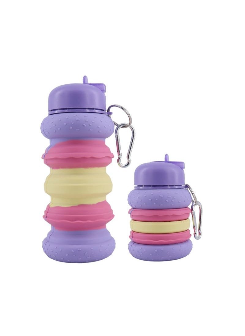 FunBlast Silicone Sipper Bottle for Kids - Expandable Sipper Water Bottle for Home, Office, Gym, Trekking, Anti-Leak Kids Water Bottle, Fancy Stylish Water Bottle Girls, Boys - 550 ML (Purple)