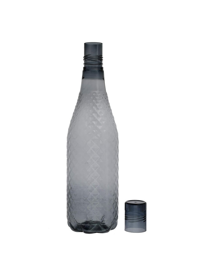 Kuber Industries KUBMART462 Plastic Fridge Water Bottle, 1000ml, 6 Pieces, Black