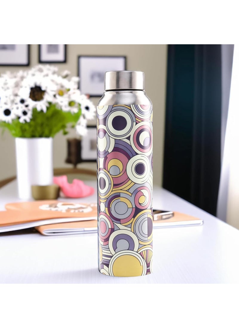 Kuber Industries 1 Litre Stainless Steel Water Bottle | For Fridge/Gym/Office & School Kids | Travel Bottle for Men & Women -Printed