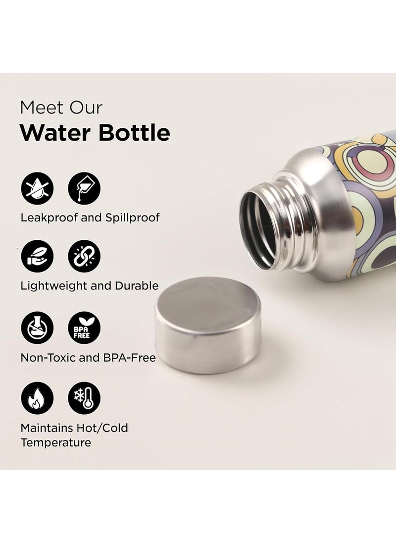 Kuber Industries 1 Litre Stainless Steel Water Bottle | For Fridge/Gym/Office & School Kids | Travel Bottle for Men & Women -Printed
