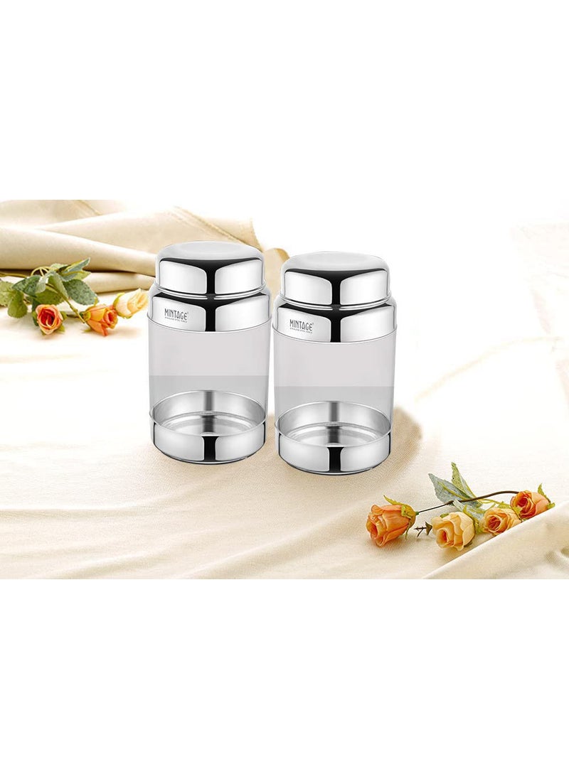Mintage Smiley Storage Container 400 ML 4 Pcs | Steel Dibba Box Drum | Kitchen Food Storage Container | Kothi | Canisters | Dabba | Containers for Kitchen | Storage Box Drum |