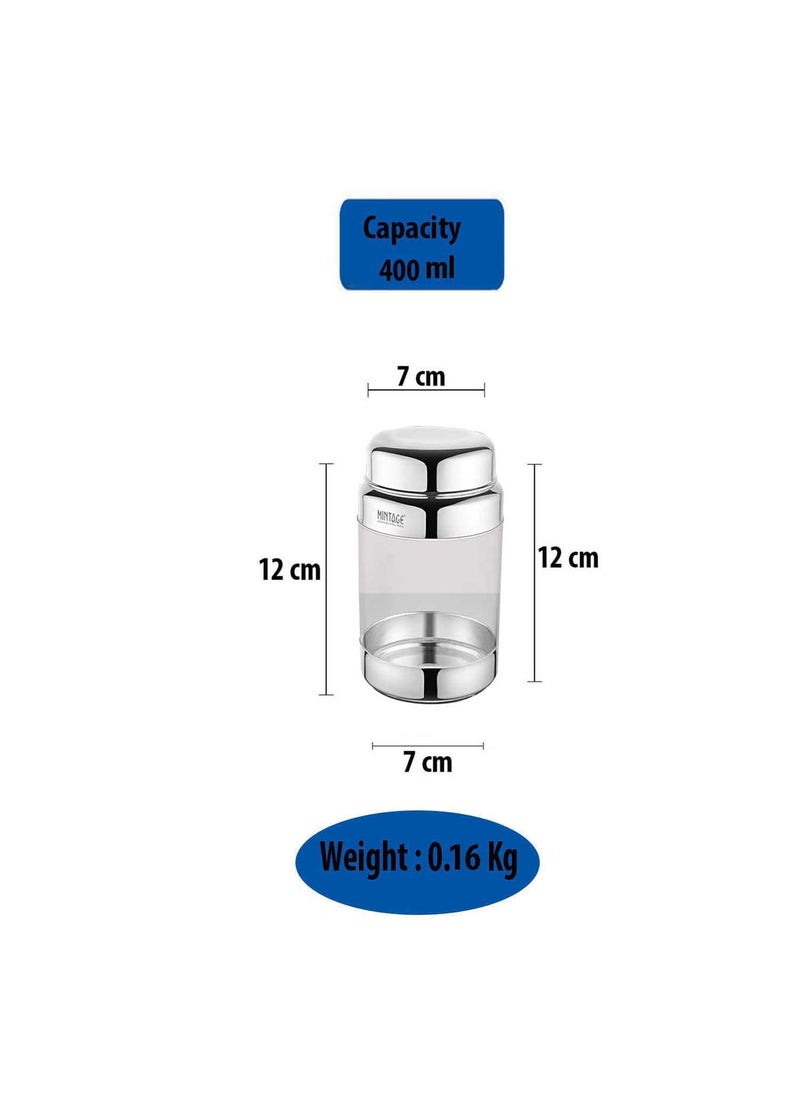 Mintage Smiley Storage Container 400 ML 4 Pcs | Steel Dibba Box Drum | Kitchen Food Storage Container | Kothi | Canisters | Dabba | Containers for Kitchen | Storage Box Drum |