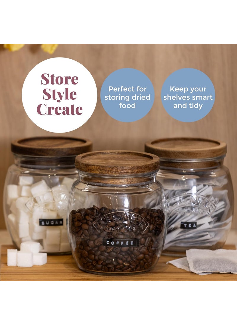 Kilner Universal Jar Wooden Lid 2 Litre Glass Food Container With Silicone Seals Kitchen Pantry Storage For Dry Food Like Grains, Pasta And Cereals