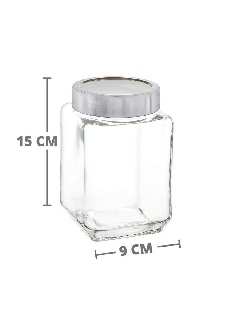 Femora Glass Jar - 750 Ml, 2 Pieces, Transparent, Free Replacement of Lids