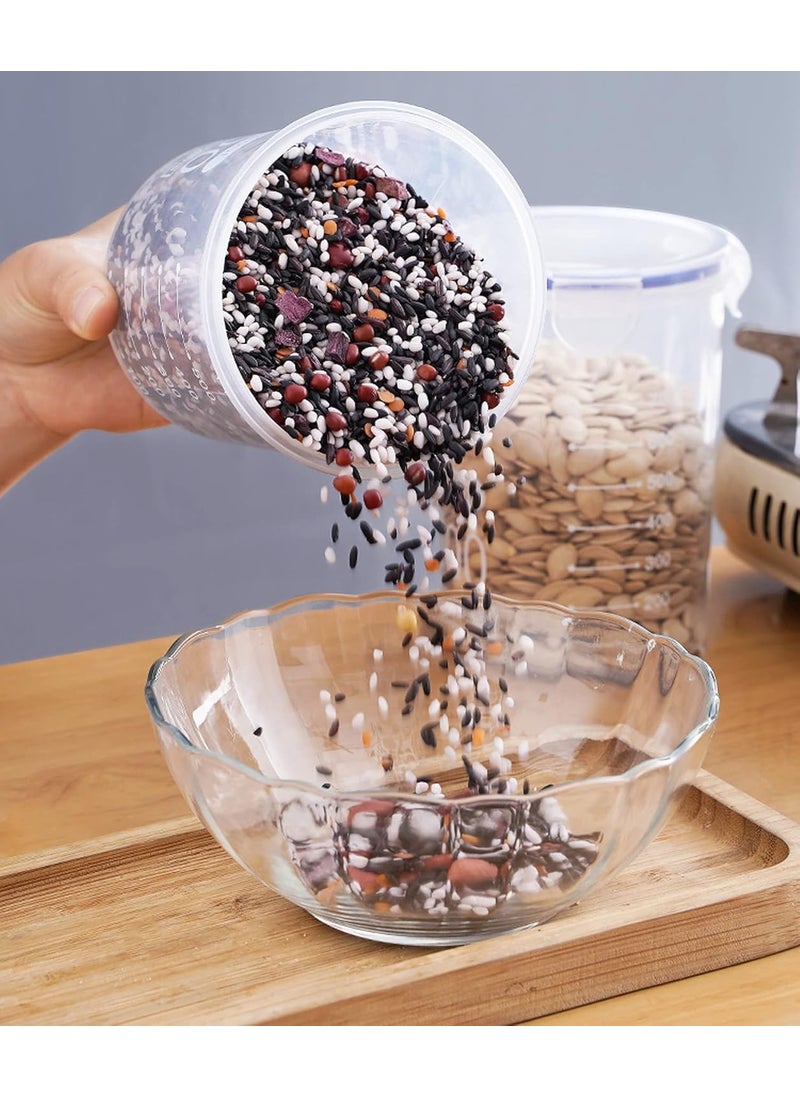 wolpin Plastic PP Storage Containers Canister Set with Air Tight Leakproof Lids - 6 Pieces, Clear (3 pcs x 800 ml each, 3 pcs x 1500 ml each)