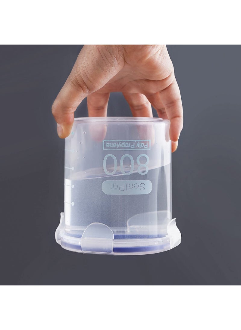 wolpin Plastic PP Storage Containers Canister Set with Air Tight Leakproof Lids - 6 Pieces, Clear (3 pcs x 800 ml each, 3 pcs x 1500 ml each)