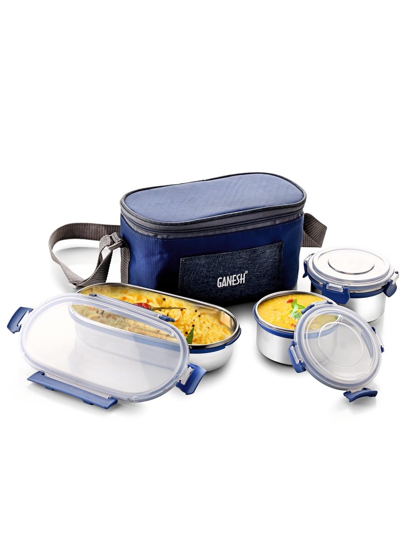 Ganesh Sigma Fusion 3 Airtight & Leak Proof Container with Bag - Multicolor