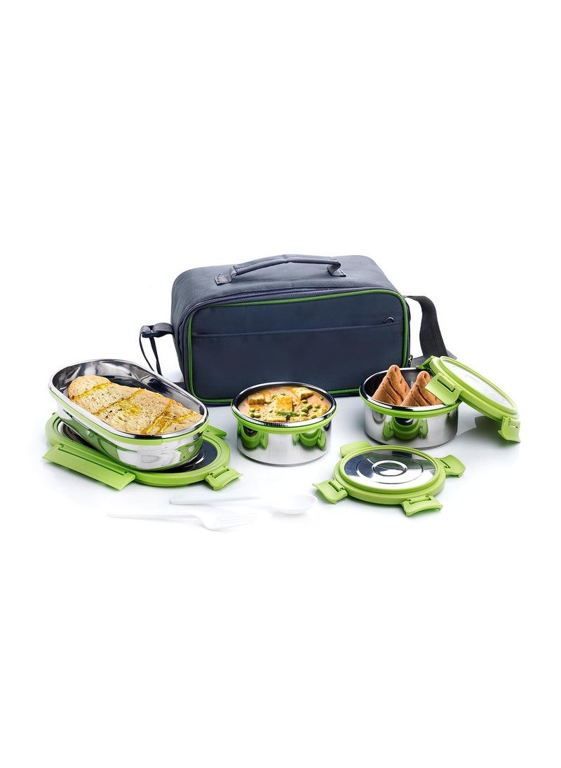 Ganesh Sigma Fusion 3 Airtight & Leak Proof Container with Bag - Multicolor