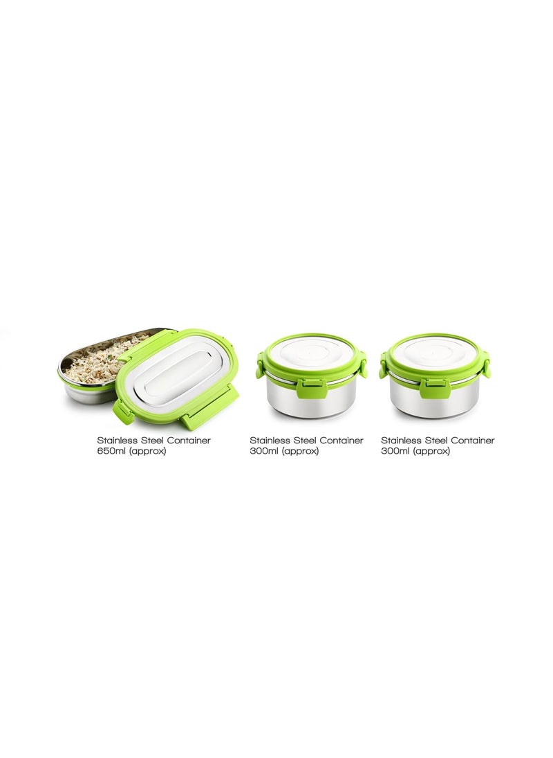 Ganesh Sigma Fusion 3 Airtight & Leak Proof Container with Bag - Multicolor
