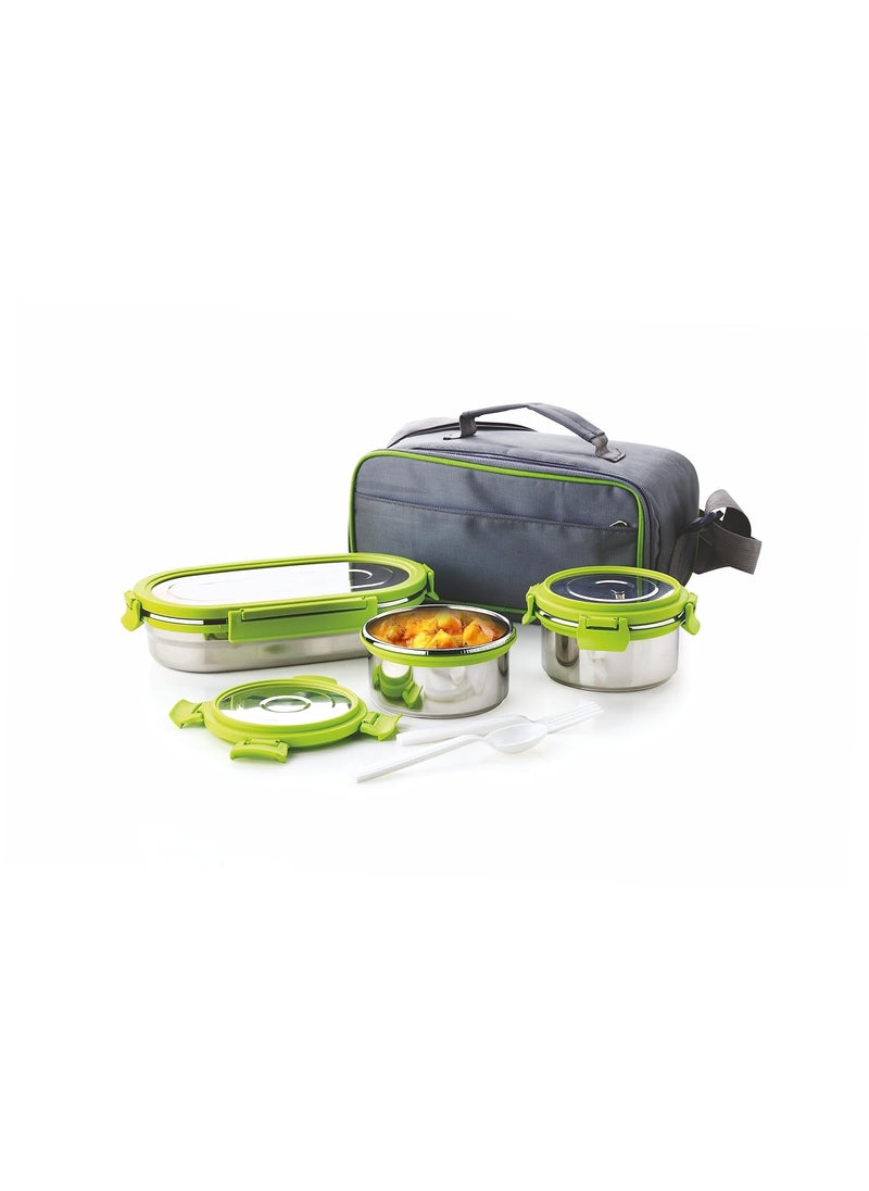 Ganesh Sigma Fusion 3 Airtight & Leak Proof Container with Bag - Multicolor
