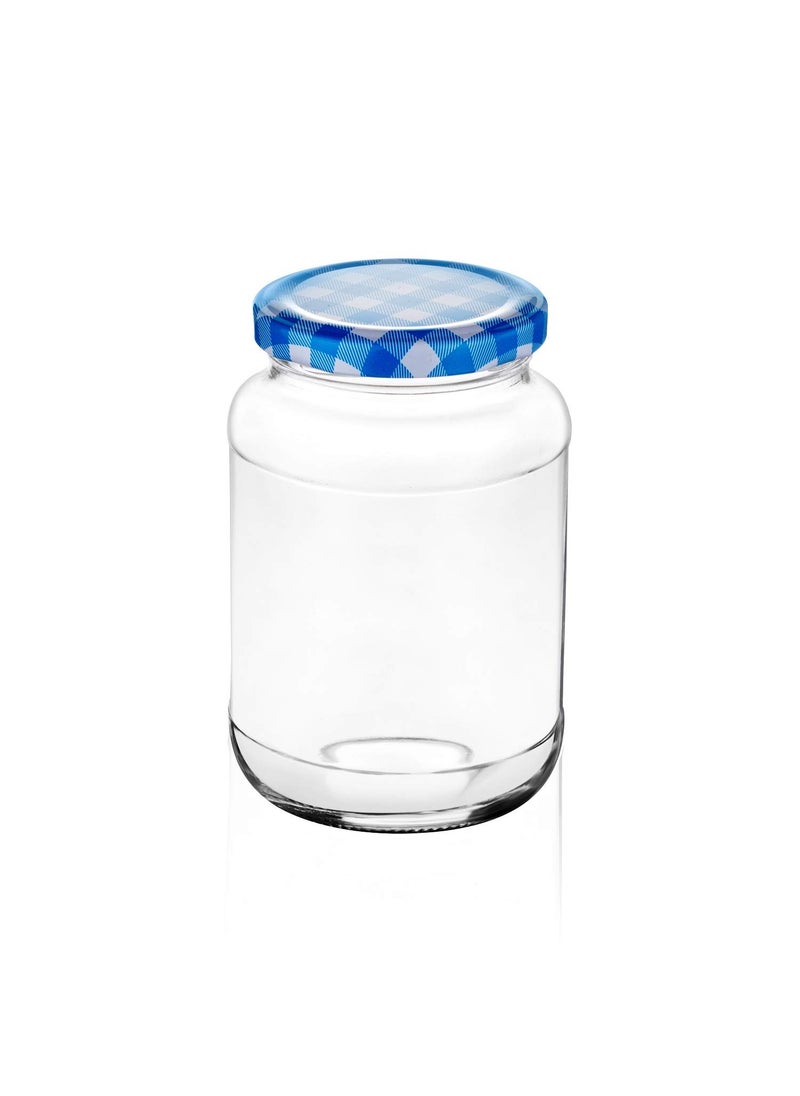 ginoya brothers Wide Mouth Kitchen Storage Glass Jar & Container With Airtight Lid- 400 Ml- Set Of (12), Blue