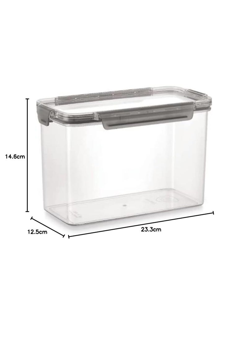 HOMIES, Acrylic Airtight stackable Modular Storage canister jar Container for dry fruits, cereals, pulses, pasta, oats etc. with 4 sides lock. 2350 ml,