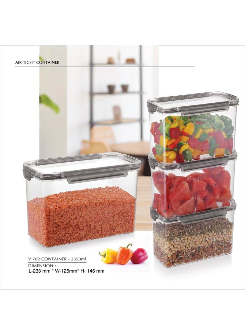 HOMIES, Acrylic Airtight stackable Modular Storage canister jar Container for dry fruits, cereals, pulses, pasta, oats etc. with 4 sides lock. 2350 ml,