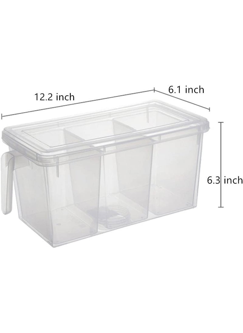 Rylan Fridge Storage Boxes Fridge Organizer Storage Box For Kitchen Plastic Containers For Kitchen Storage Food Storage Fridge Storage Containers with 3 Bins (5 Liter-Pack of 2)