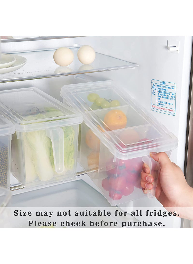 Rylan Fridge Storage Boxes Fridge Organizer Storage Box For Kitchen Plastic Containers For Kitchen Storage Food Storage Fridge Storage Containers with 3 Bins (5 Liter-Pack of 2)