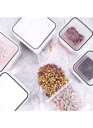 skyzone Airtight Food Storage Containers Plastic Kitchen Storage Jars and Container Set, Kitchen Storage Container, Jar Set for Kitchen, Kitchen Storage Jars, Fridge Storage Containers 6pcs