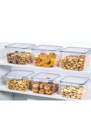 skyzone Airtight Food Storage Containers Plastic Kitchen Storage Jars and Container Set, Kitchen Storage Container, Jar Set for Kitchen, Kitchen Storage Jars, Fridge Storage Containers 6pcs