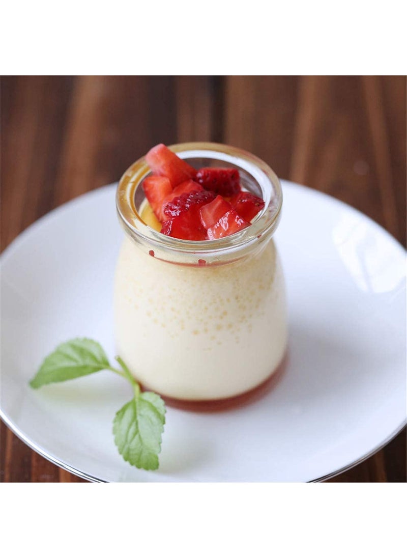 Vency 4-Piece Transparent Kitchen Glass Storage Jar for Yogurt Spices milk, Dry fruits and Food Suitable to use in Your Home Office, Kitchen Storage (150ml, Pudding Jar With Lid)