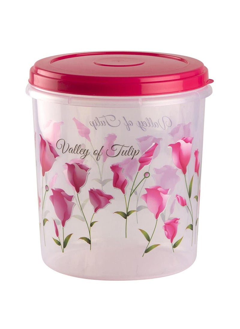 Kuber Industries Plastic Container|Container for Kitchen Storage Set|Air Tight Container|Tulip Printed 5 Litre,7 Litre,10 Litre Containers|Set of 3 (Pink)