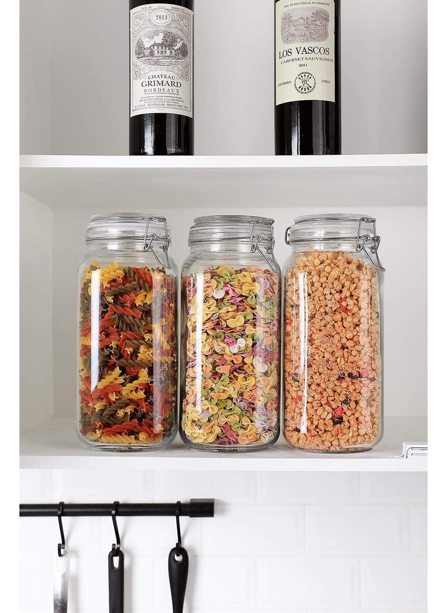 Ginoya Brothers Cube Kitchen Serving Food Storage Canister with Lid, BPA-Free Clear Glass Jar for Tea Leaves, Powder, Spice, Grocery, Pickles - 1500 ML - SET OF (1)