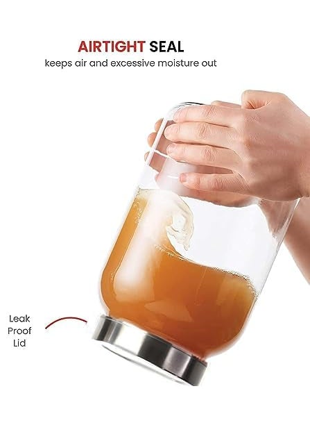 Vency Glass Jar 3000 ml | Round Jars for kitchen | Transparent Containers for Kitchen Pantry, Flour, Cereal, Masala, Dry Fruits | See Through Cap | Set of 2