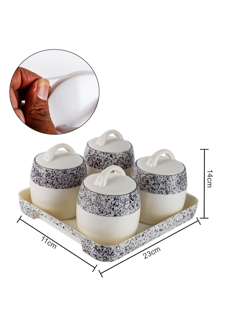 Nabhya Plastic 4pc Set Round Shape Dry Fruit Gifting Storage Container Jar Box With Serving Tray For Serving Sweets, Chocolates (Black, Pack of 4)