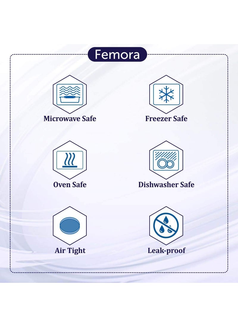 Femora Borosilicate Glass Containers for Kitchen | 1 Year Warranty | Container Boxes for Storage, Storage Box for Kitchen with Air Vent Lid, Microwave Safe Utensils, Round (Set of 2-380 Each)