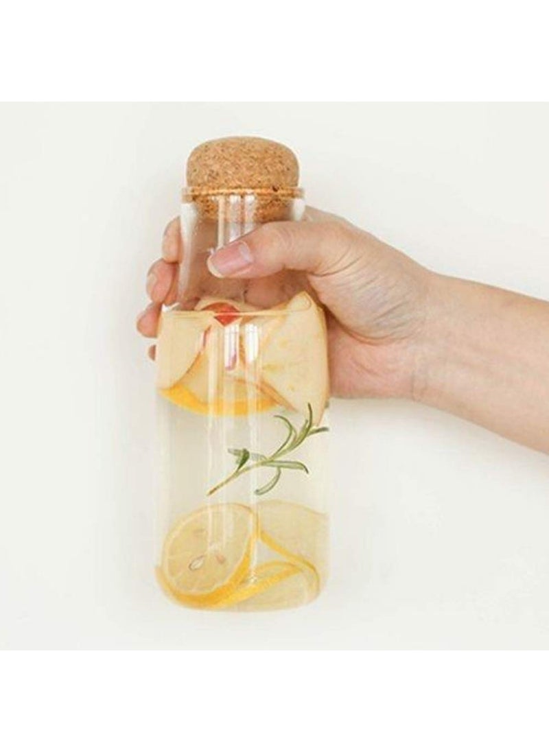 Femora Bottle Container Borosilicate Glass Bottle with Cork Jars & Container - 500 ml/gm, Free Replacement of Lids