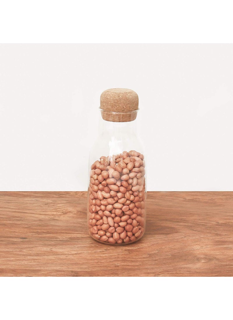 Femora Bottle Container Borosilicate Glass Bottle with Cork Jars & Container - 500 ml/gm, Free Replacement of Lids