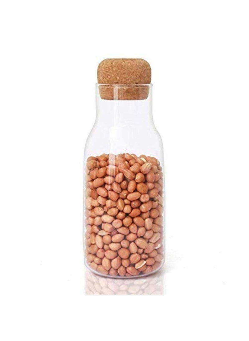Femora Bottle Container Borosilicate Glass Bottle with Cork Jars & Container - 500 ml/gm, Free Replacement of Lids