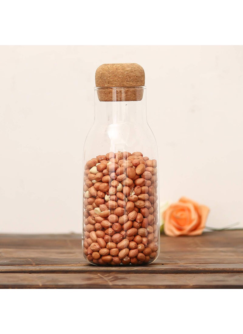 Femora Bottle Container Borosilicate Glass Bottle with Cork Jars & Container - 500 ml/gm, Free Replacement of Lids