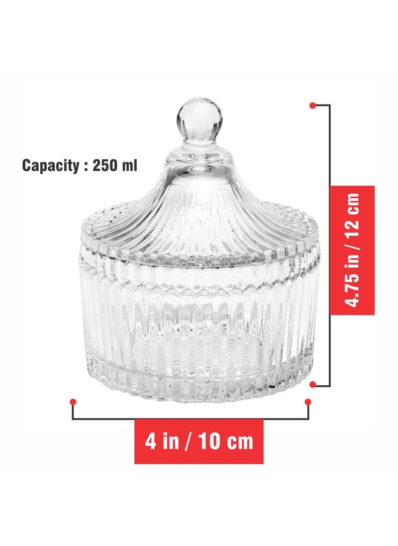 Pure Source India Crystal Glass Candy Jar, Cookie Jar, Decorative Candy Bowl, Dry Fruit Jar With Lid Idel For Kitchen, Home, Office Desk And Gift