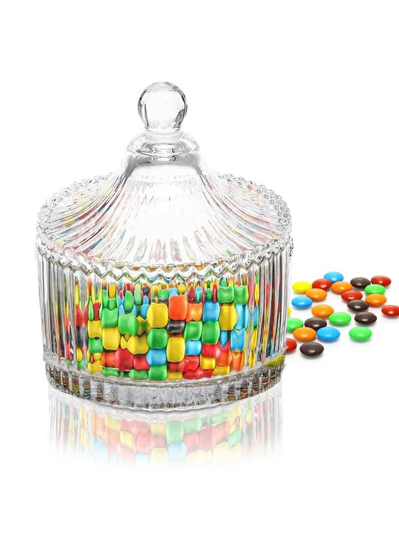 Pure Source India Crystal Glass Candy Jar, Cookie Jar, Decorative Candy Bowl, Dry Fruit Jar With Lid Idel For Kitchen, Home, Office Desk And Gift