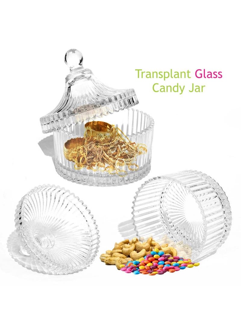 Pure Source India Crystal Glass Candy Jar, Cookie Jar, Decorative Candy Bowl, Dry Fruit Jar With Lid Idel For Kitchen, Home, Office Desk And Gift