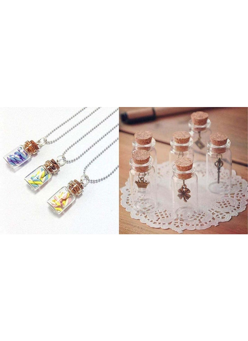 DIY Crafts Pack of 10 Pcs, Cork Stoppers Glass Bottles, 20ml Cork Stoppers Glass Bottles, Decoration Mini Glass Bottles Favors, Min (Pack of 10 Pcs, Cork Stoppers Glass Bottles)