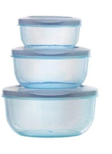 skyzone Plastic Round Food Storage Container Jar Set Box, Plastic Lunch Box for Kitchen Refrigerator, Microwave Safe, Office Storage of Pasta Grocery Dry Fruits Snacks (5 Pcs)