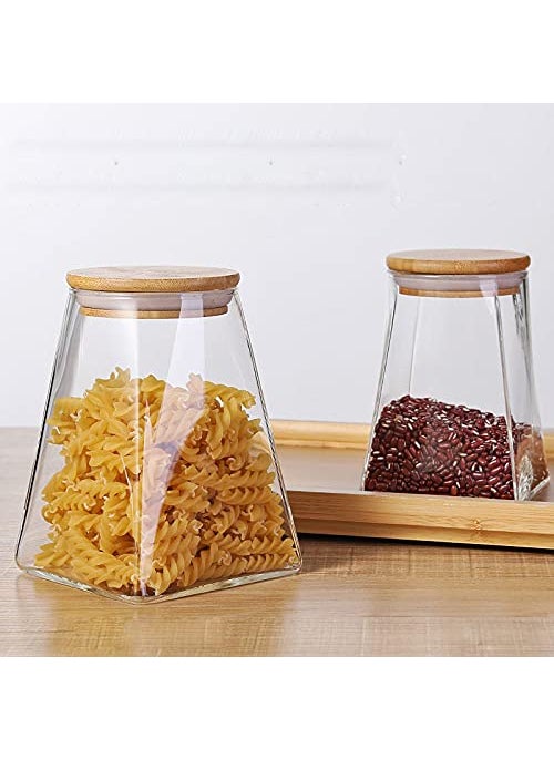 Femora Borosilicate Glass Jar With Wooden Lid| Glass Jars For Kitchen| Kitchen Storage Jars| 1 Year Warranty| Fancy Jars for Gifting, Snacks, Spice, Cookies, Dry Food, Pickles|900ml| Set Of 4
