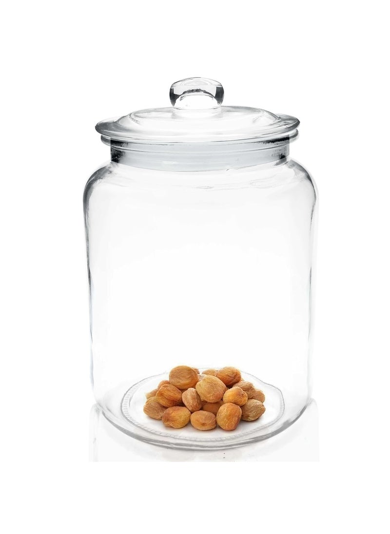 Pure Source India Round Shape Glass Jar Containter With Air Tight Lid, Capicity : 7.5 Ltr, Food Safe, Suitable for Biscuit, Sweets, Dry Fruits, 1 Piece Clear use in your kitchen for multi purpose use.