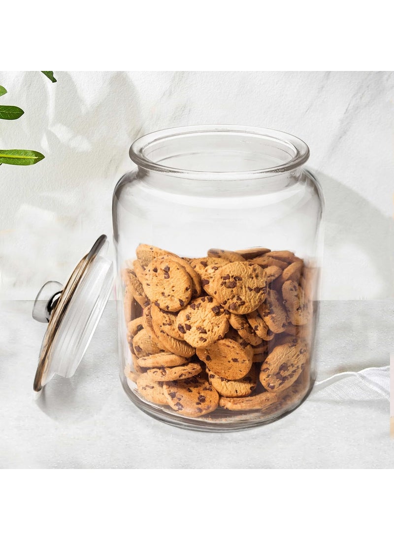 Pure Source India Round Shape Glass Jar Containter With Air Tight Lid, Capicity : 7.5 Ltr, Food Safe, Suitable for Biscuit, Sweets, Dry Fruits, 1 Piece Clear use in your kitchen for multi purpose use.
