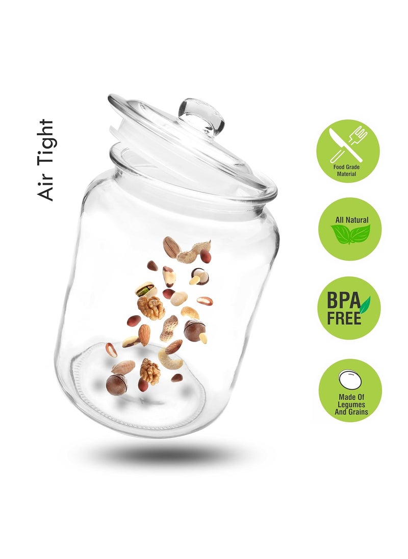 Pure Source India Round Shape Glass Jar Containter With Air Tight Lid, Capicity : 7.5 Ltr, Food Safe, Suitable for Biscuit, Sweets, Dry Fruits, 1 Piece Clear use in your kitchen for multi purpose use.