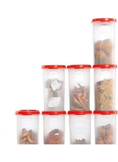 Tupperware Polypropylene Grocery Container 1700 Ml Pack Of 8 (Multicolor), Blue