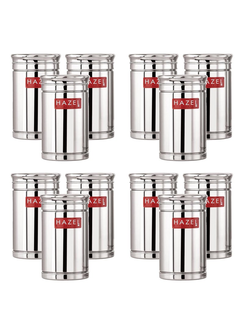 HAZEL Stainless Steel Container Set | 800 ml Steel Container for Kitchen Storage Set | Air Tight Containers for Kitchen Storage | Ideal for Storing Rice, Cereal, Pulse, Snacks, Set of 12
