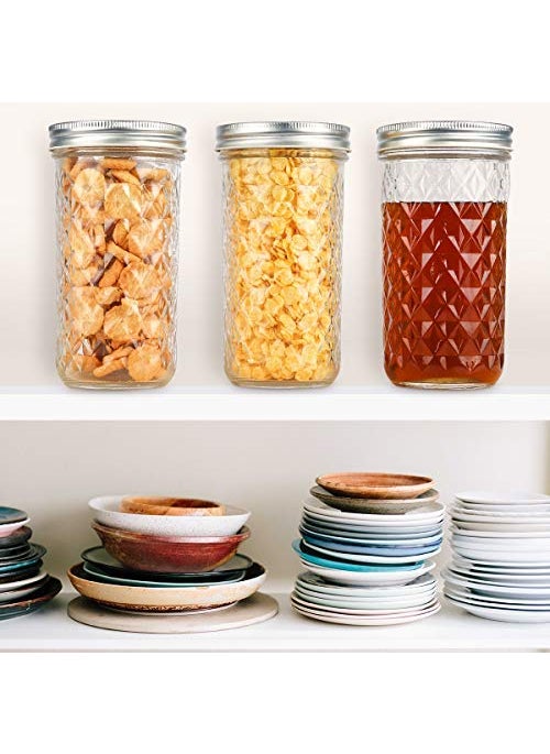 GINOYA BROTHERS Glass Jars & Containers With Airtight Lid For Kitchen Storage - 320 ML - 6 Pieces